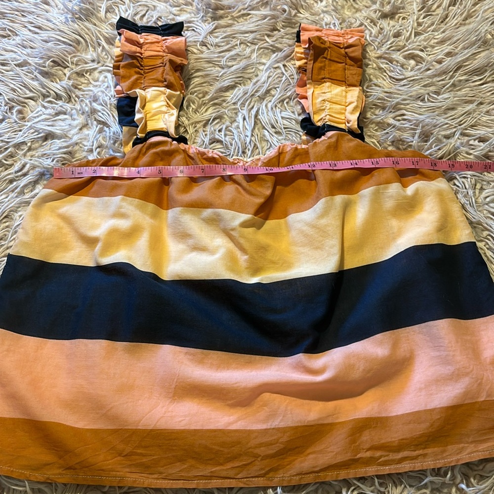 Striped Ruffle Strap Tank Top - Peach Multi - Picture 7 of 11
